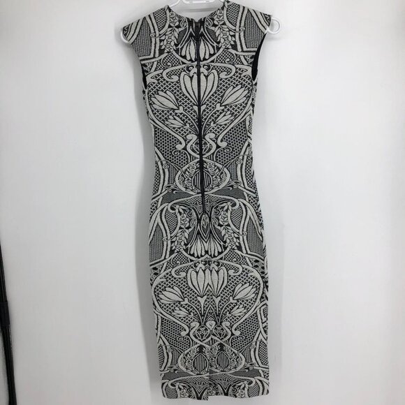 Ted Baker London Black and White Sancha Jacquard Fitted Pencil Midi Dress size 0 - Picture 4 of 16